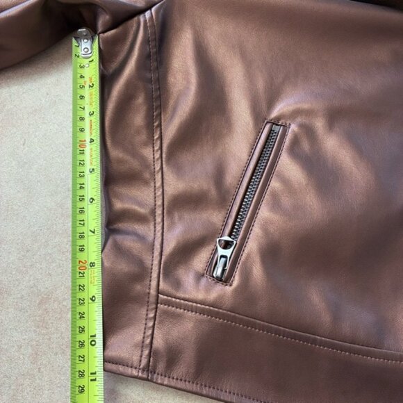 NWT Torrid Copper Faux Leather Asymmetrical Moto Jacket - Picture 15 of 16